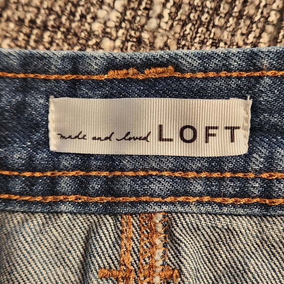 LOFT Button Front Flap Pockets Cotton Denim Blue Jean Skirt Size 12 - Picture 5 of 7